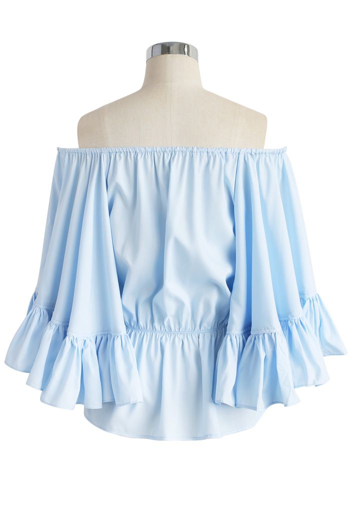 For the Frill of It Off-shoulder Top in Blue