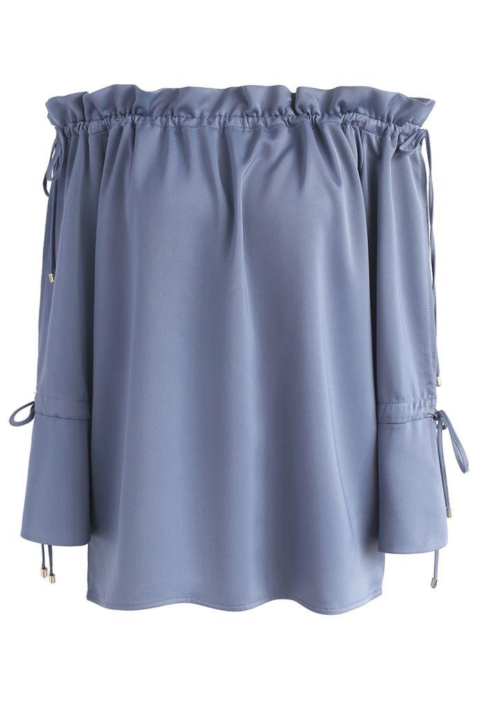 Dose of Grace Off-shoulder Top in Dusty Blue