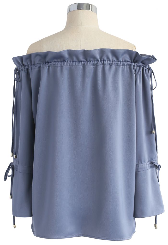 Dose of Grace Off-shoulder Top in Dusty Blue