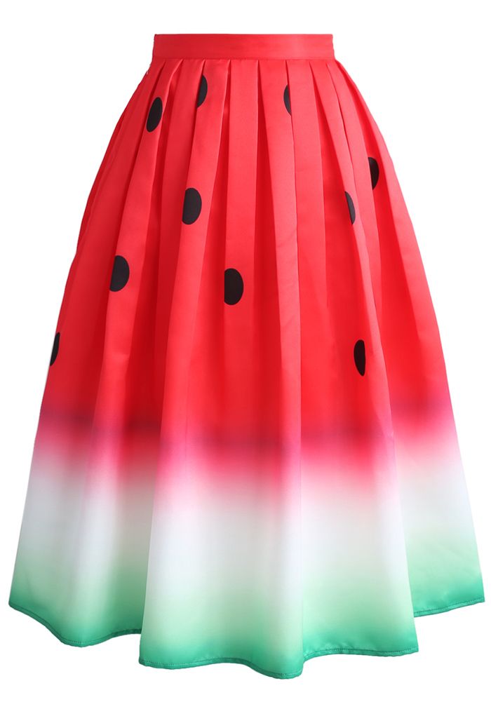 Watermelon Printed Midi Skirt