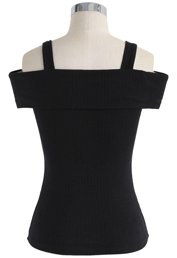 Undeniably Loveliest Cold-shoulder Wrap Top in Black