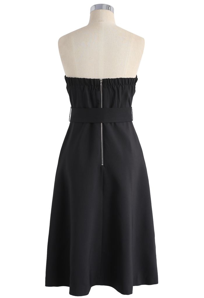 Charming Connection Double Breasted Strapless Dress in Black