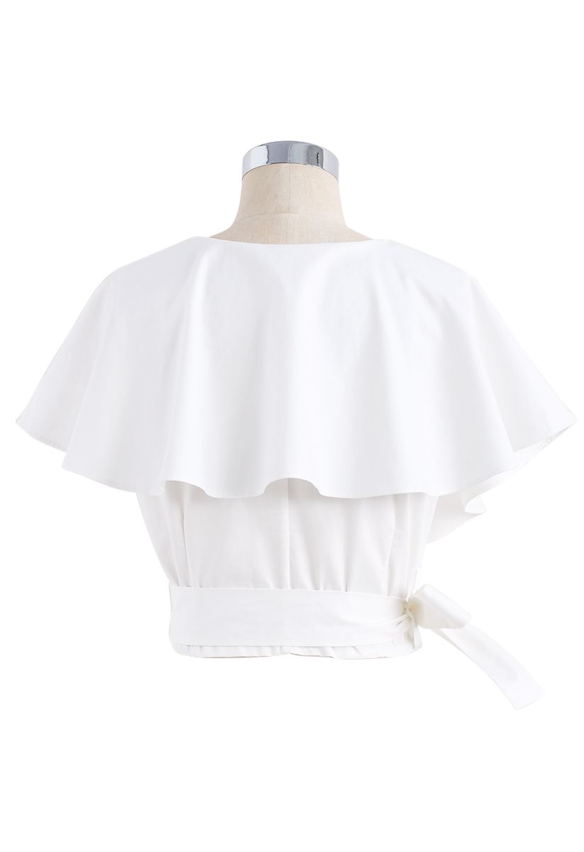 Appealing Sweet Frilling Crop Top in White 