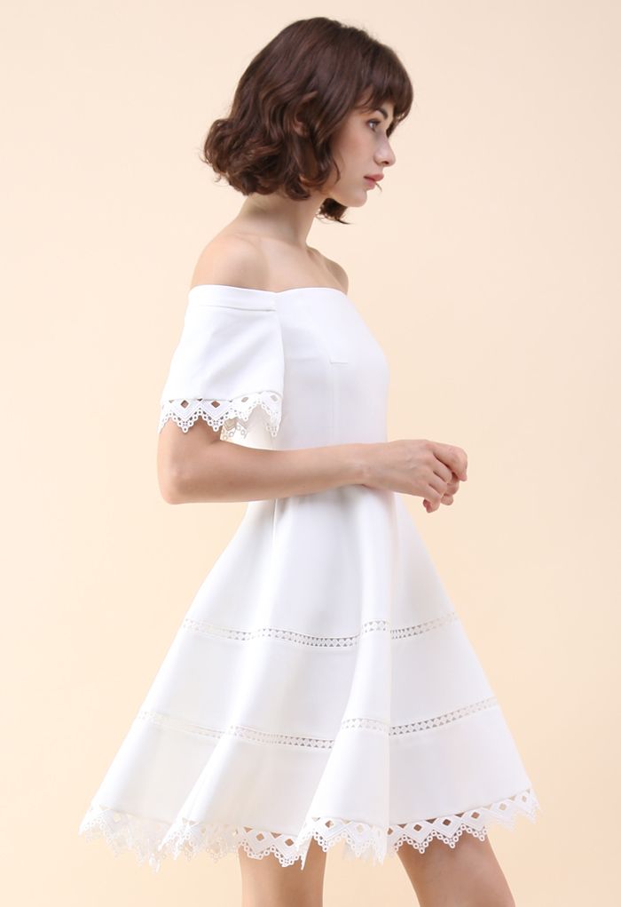 Grace Around You Off-Shoulder Dress in White