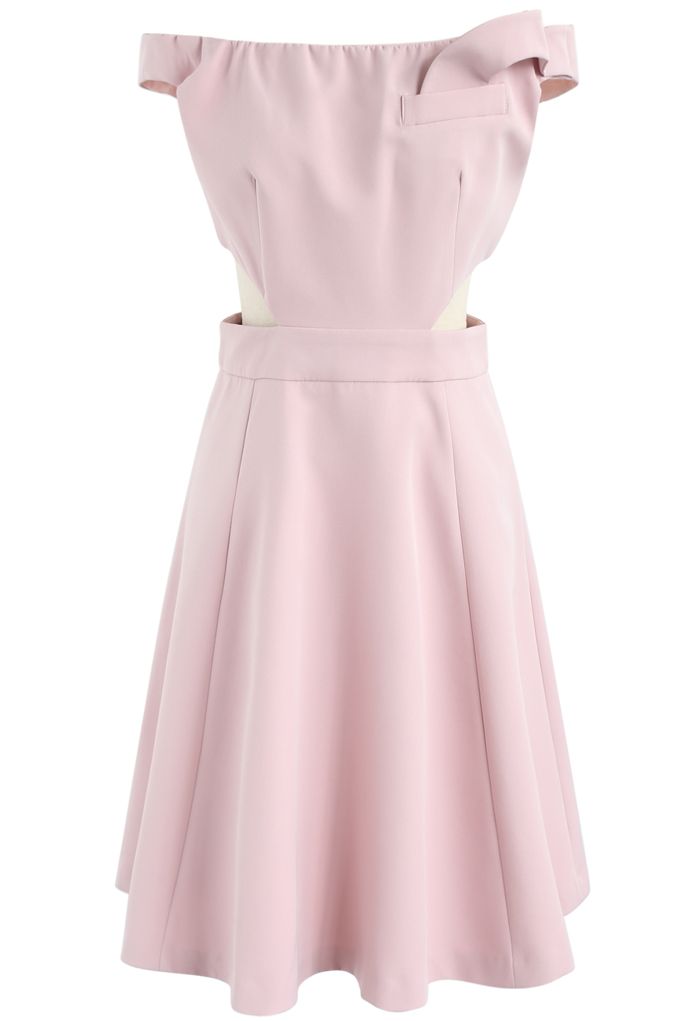 Keep on Dancing Off-Shoulder Dress in Candy Pink