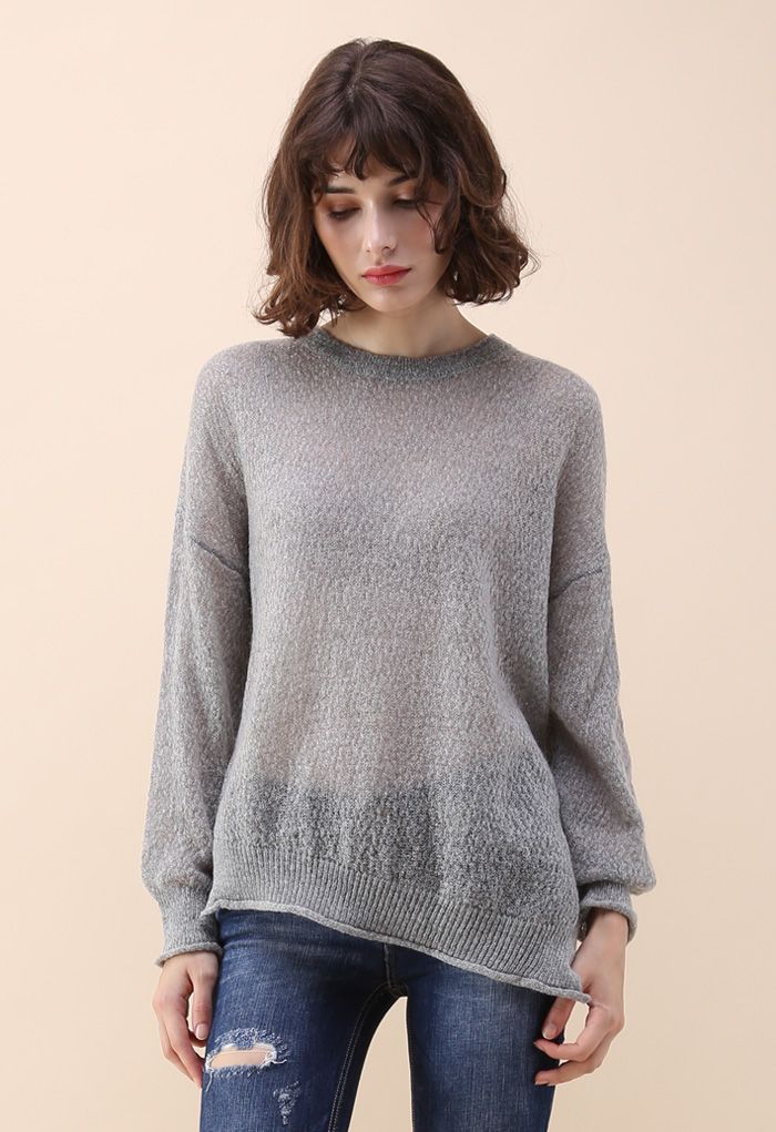 Casual Style Knit Top in Grey