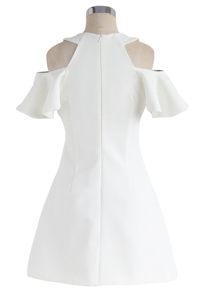 Twirling Into the Weekend Cold-Shoulder Dress in White