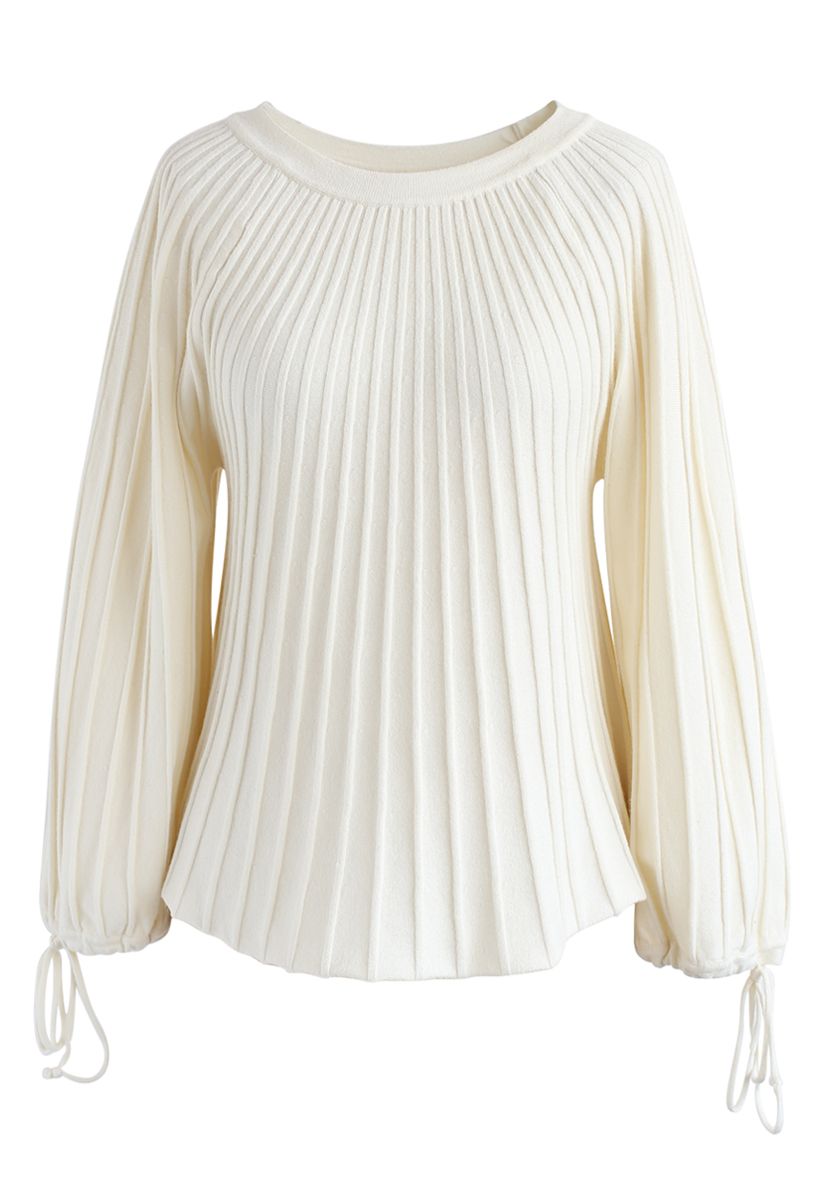 Sugary Puff Radiating Stripe Sweater in Ivory