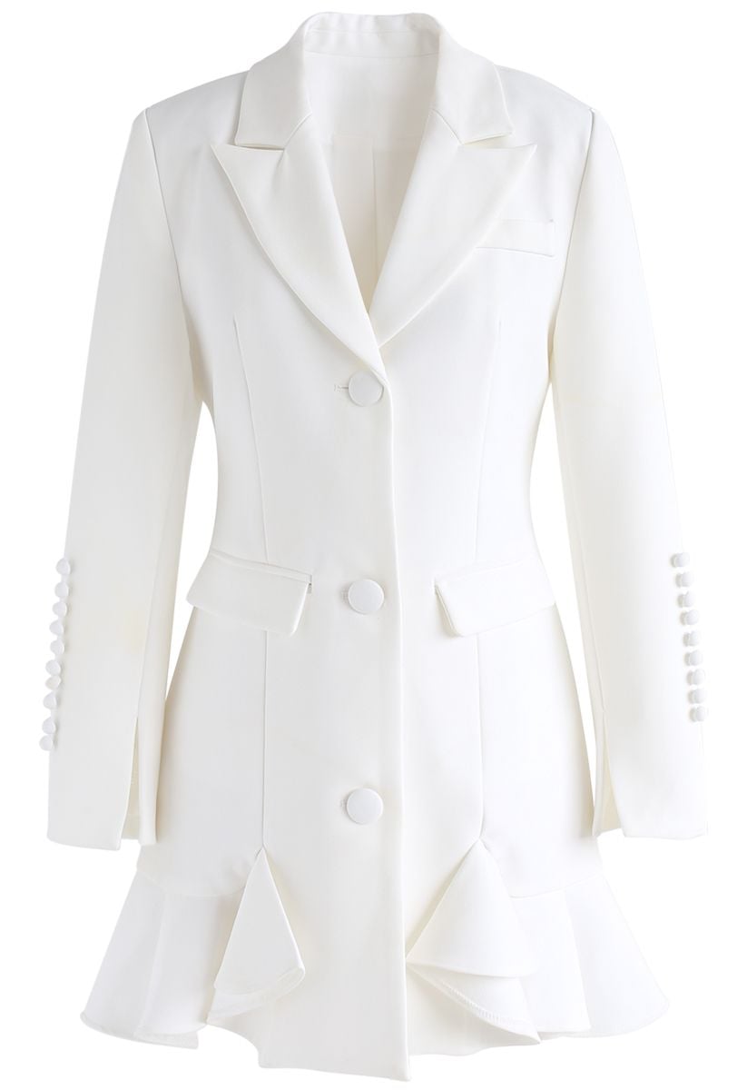 Classy Vogue Peplum Coat Dress in White