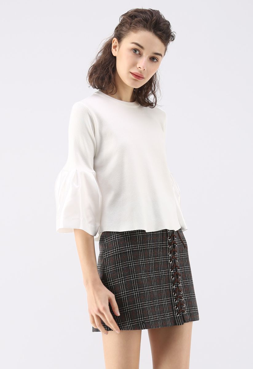 The Noblest Bell Sleeves Crop Sweater in White