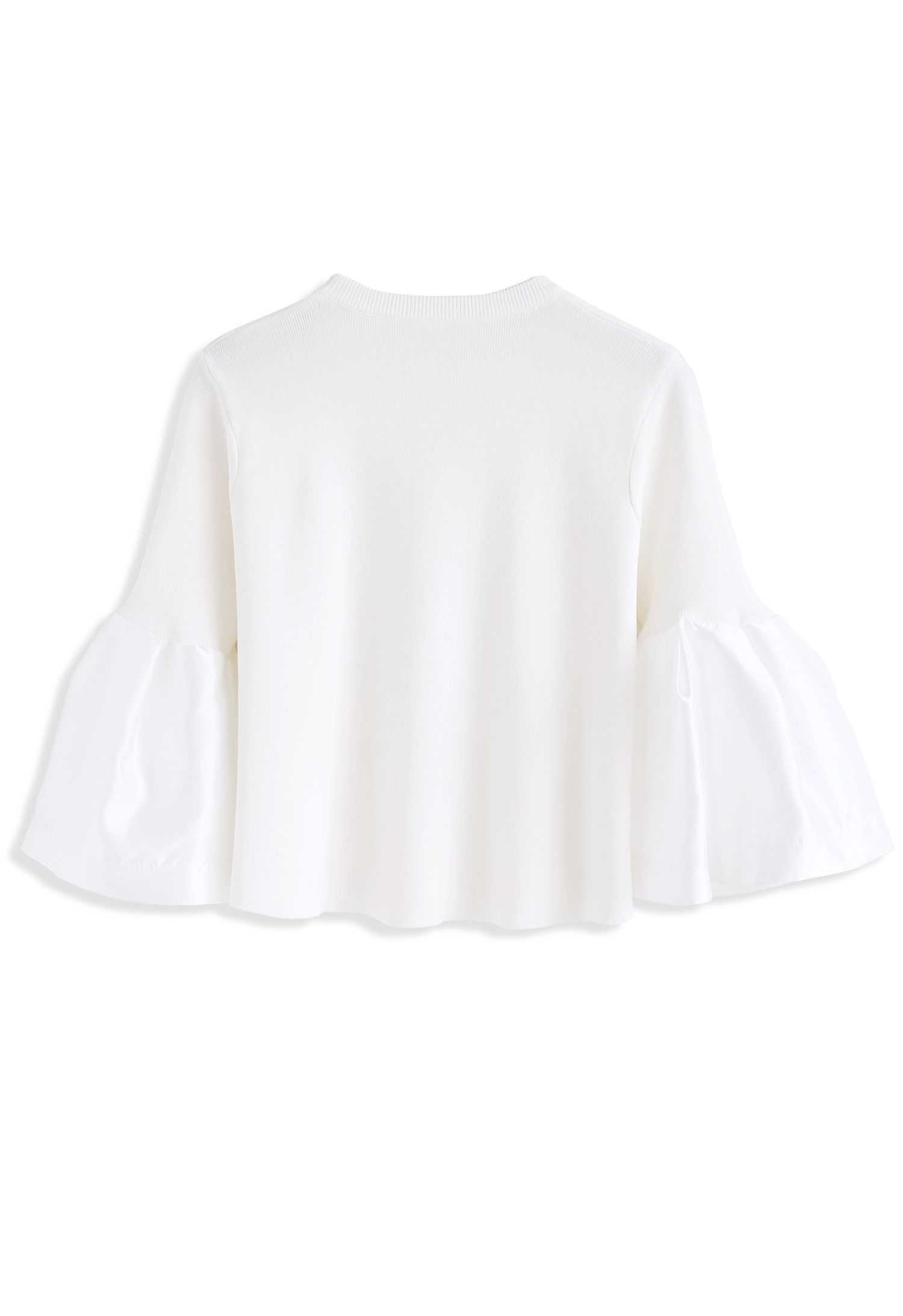 The Noblest Bell Sleeves Crop Sweater in White