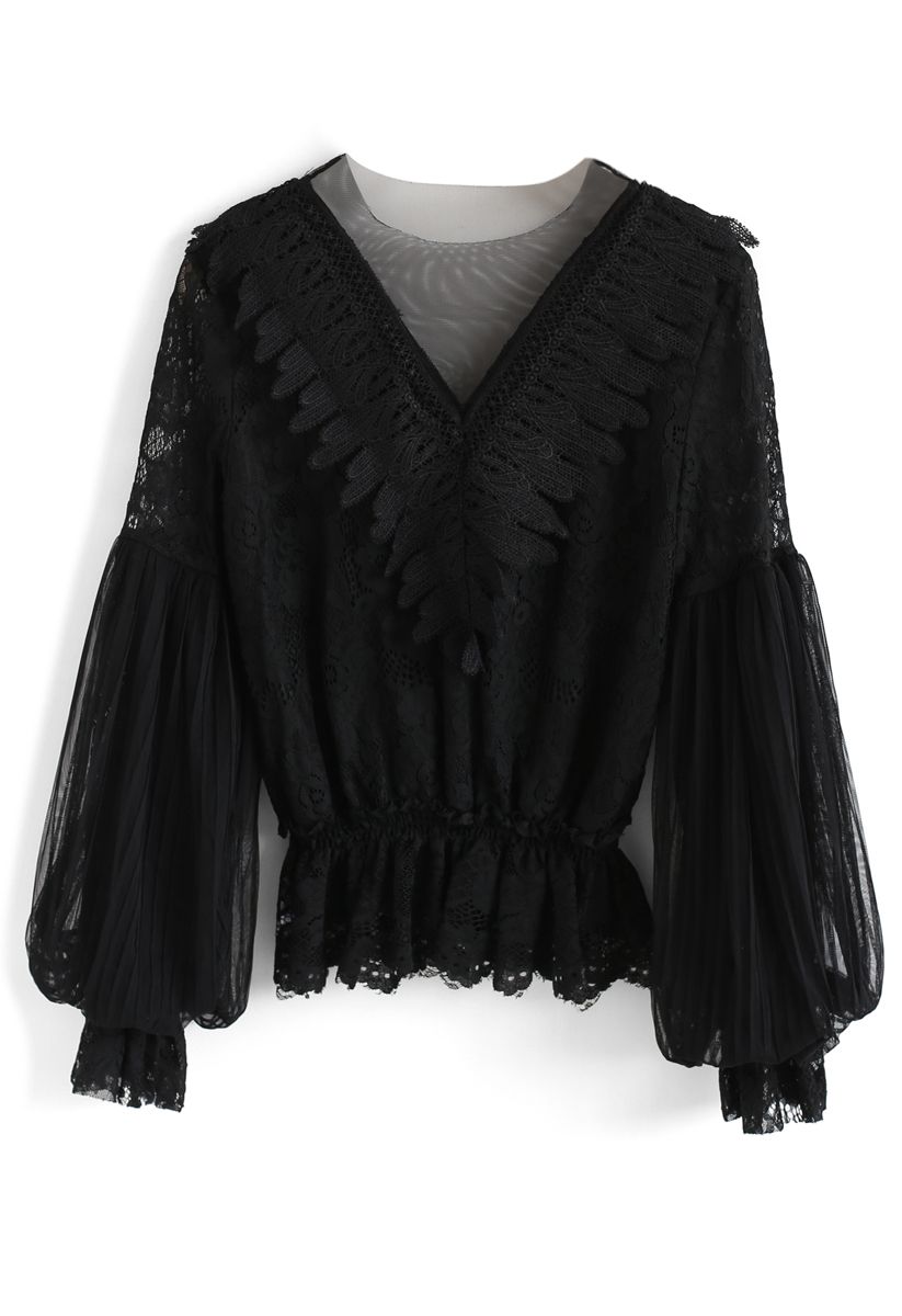 Only for You Mesh Lace Top in Black