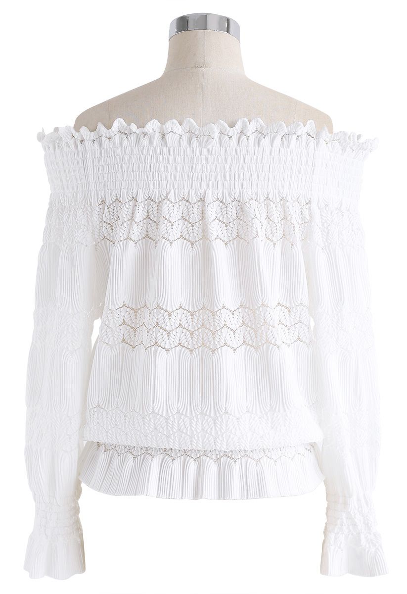 Stay Sweet Ribbed Off-Shoulder Top in White