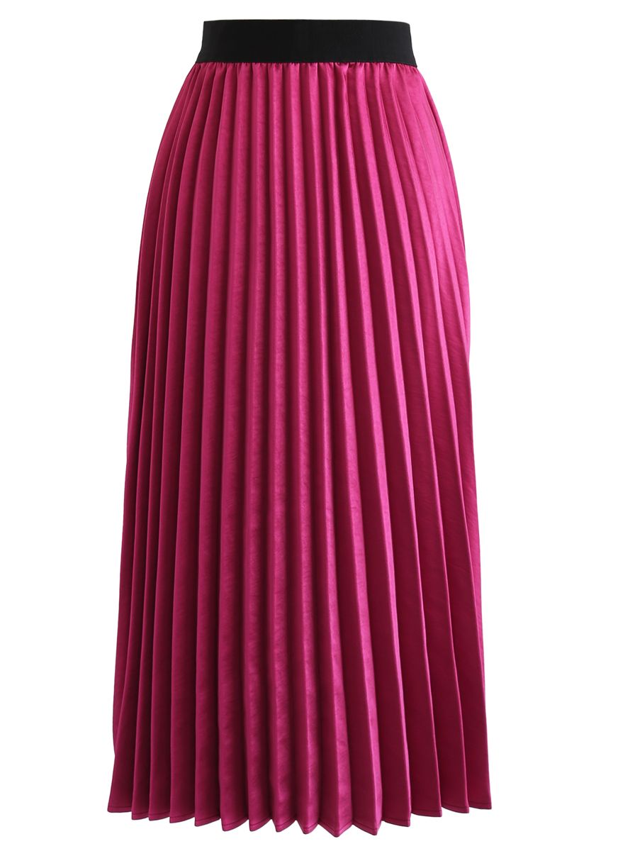 Silky Glam Pleated A-line Skirt in Violet 
