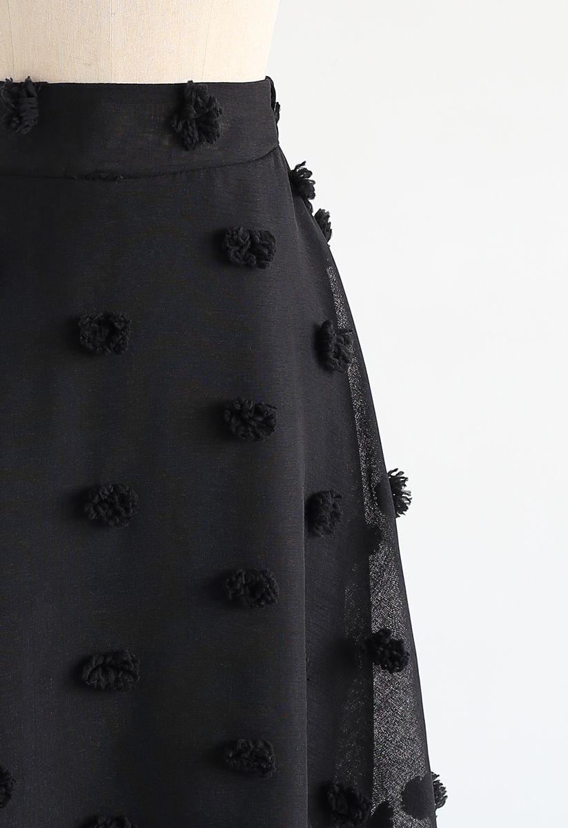Cotton Candy Sheer 3D Flower Skirt in Black 