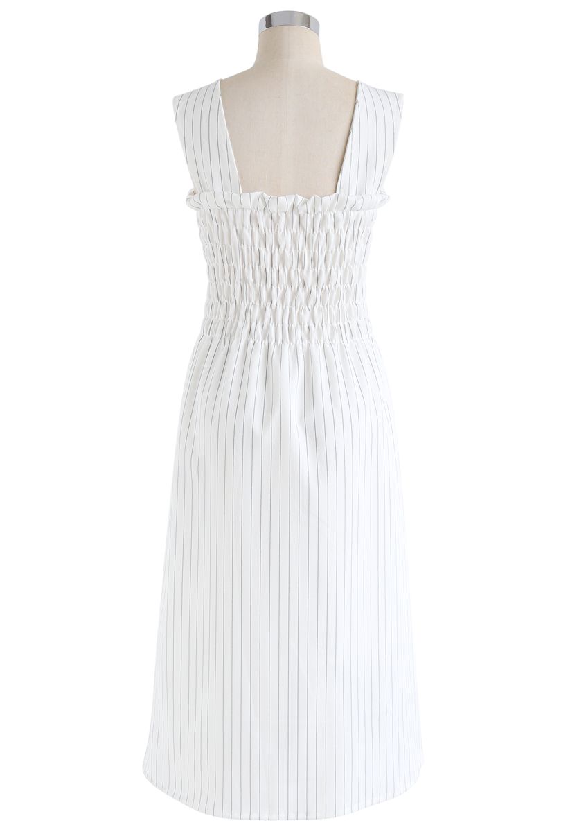 Fascinating Stripes A-Line Dress in White