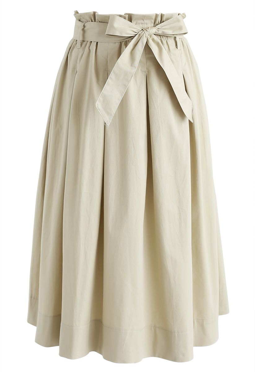 Thoughts Go Wild A-Line Skirt in Light Tan