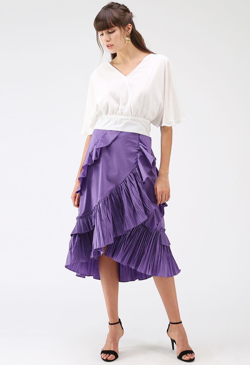 Inspired by Ruffle Asymmetric Tiered Skirt in Purple