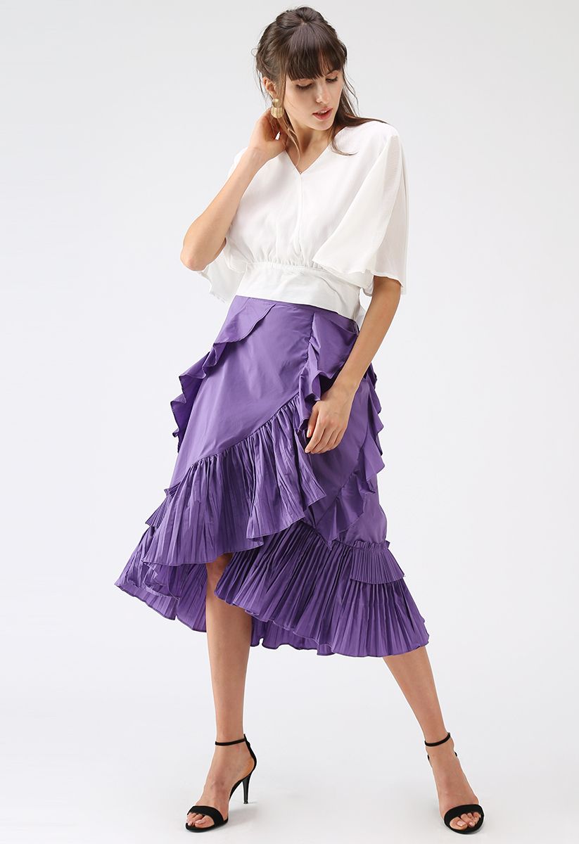 Inspired by Ruffle Asymmetric Tiered Skirt in Purple