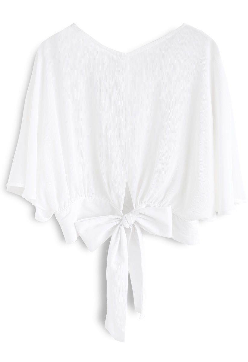 Ethereal Bowknot Crop Top in White