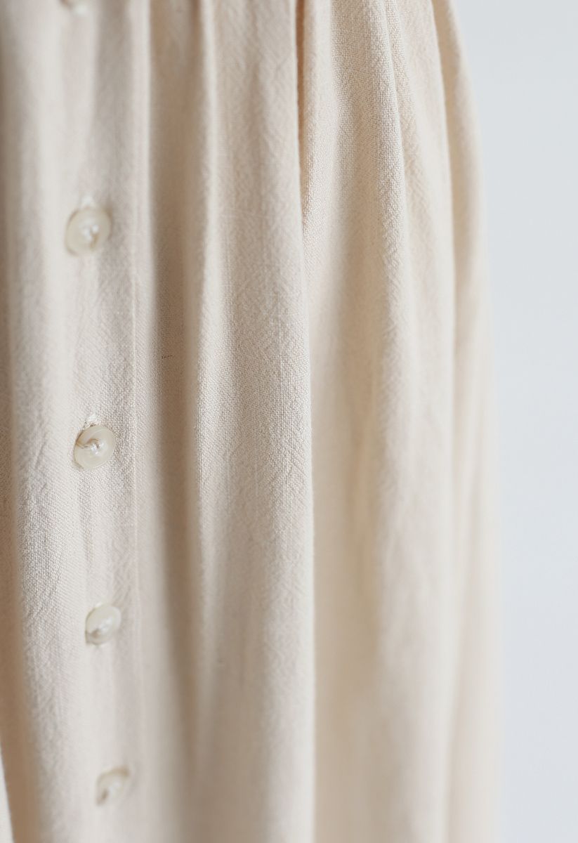 Summer Edition Button Down V-Neck Dress in Linen