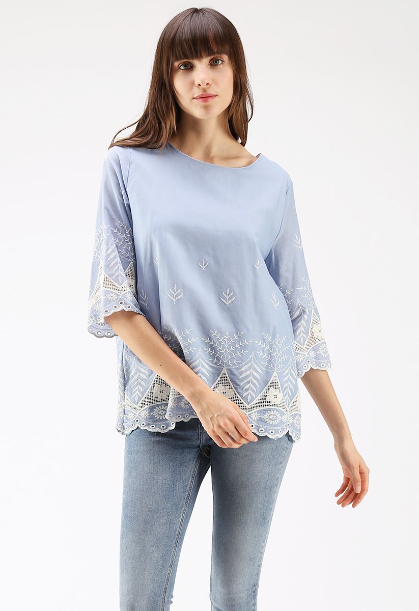 Day of Boho Style Embroidered Dolly Top