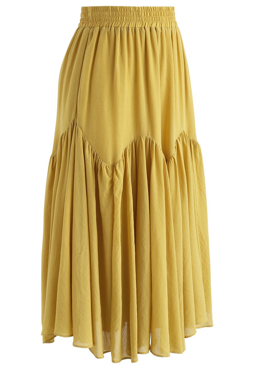 Brightening Your Beauty Midi Skirt in Mustard