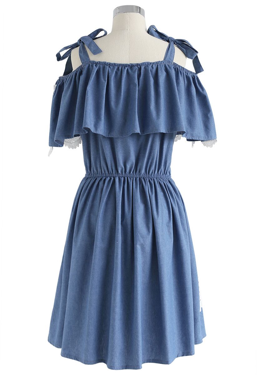 Lighthearted Cruise Cold-Shoulder Chambray Dress