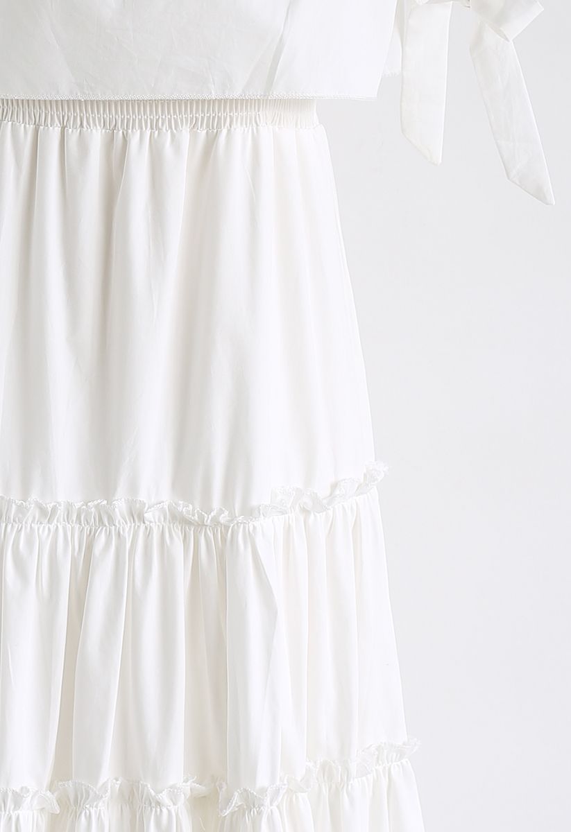 Deep Focus Elastic Off-Shoulder Dress in White