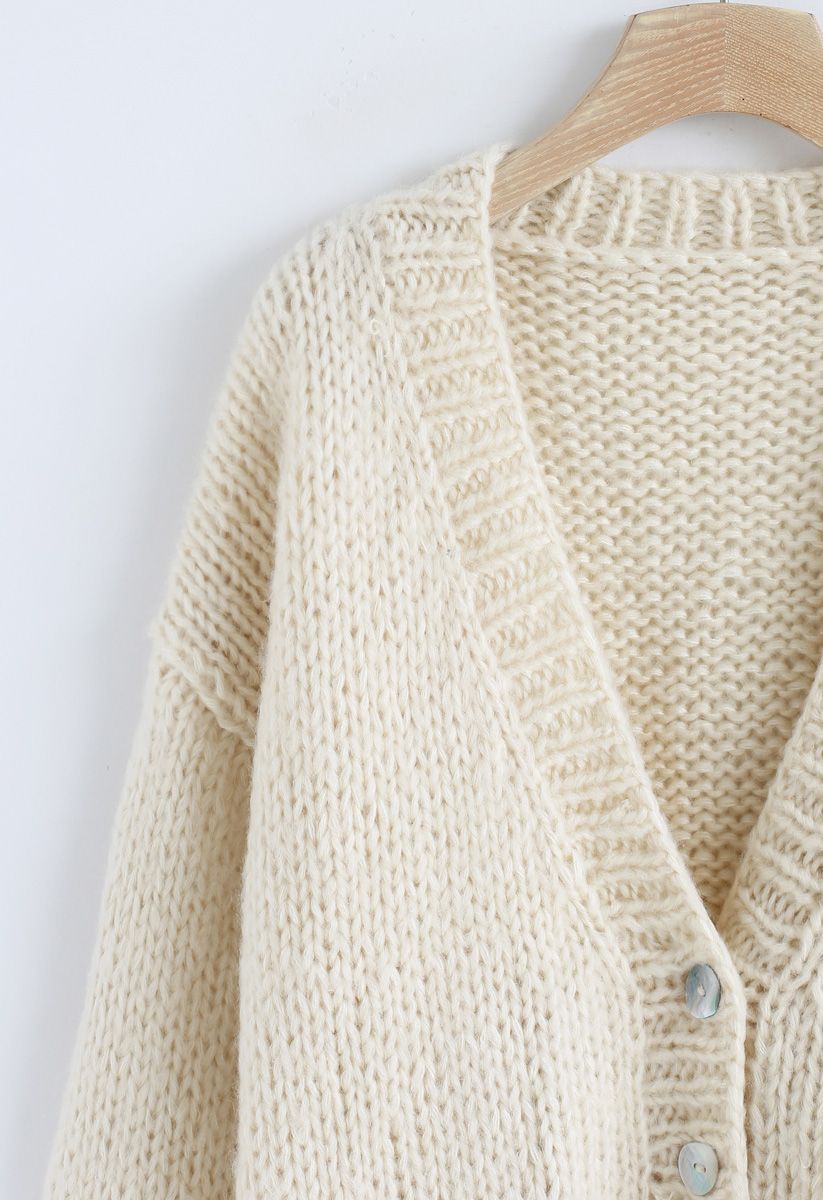 Pause for the Cozy Chunky Hand Knit Cardigan in Grey