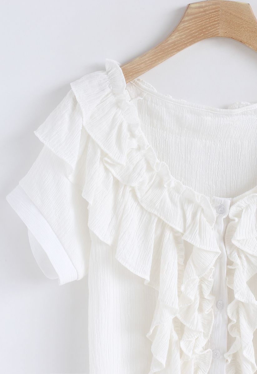 In Your Eyes Ruffle Top in White