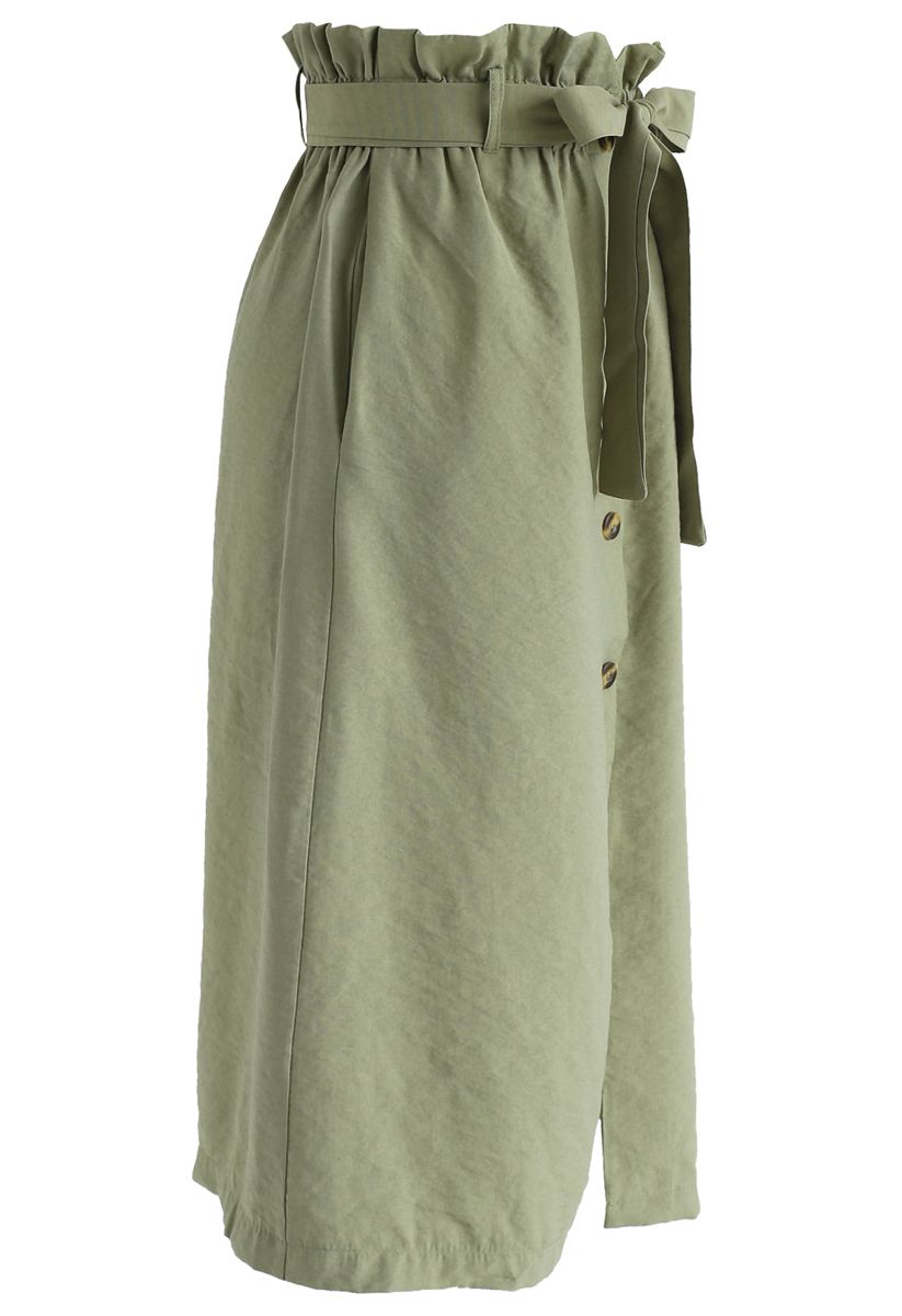 Love Affection Button Down Skirt in Olive