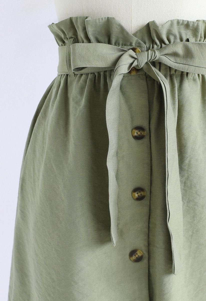 Love Affection Button Down Skirt in Olive