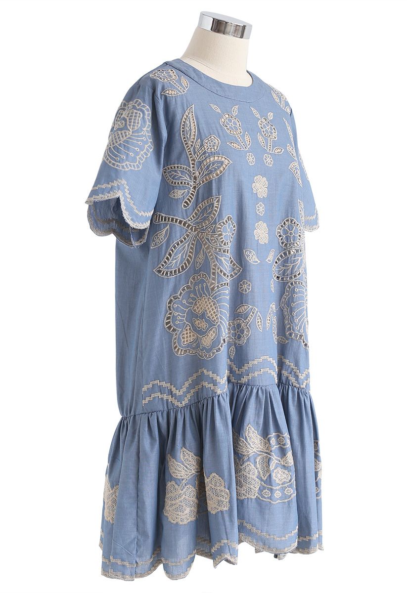 So in Love Embroidered Dress in Chambray