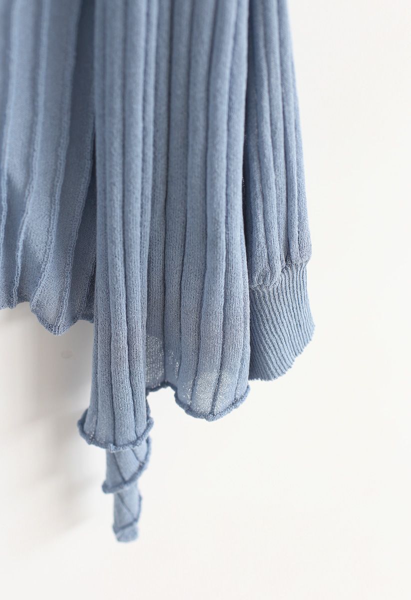 Be Real Me Knit Wrap Top in Dusty Blue