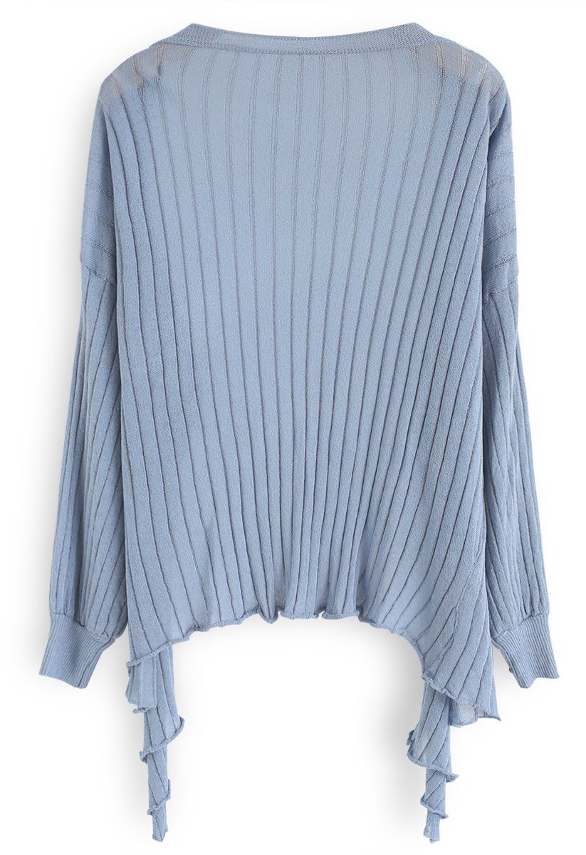 Be Real Me Knit Wrap Top in Dusty Blue