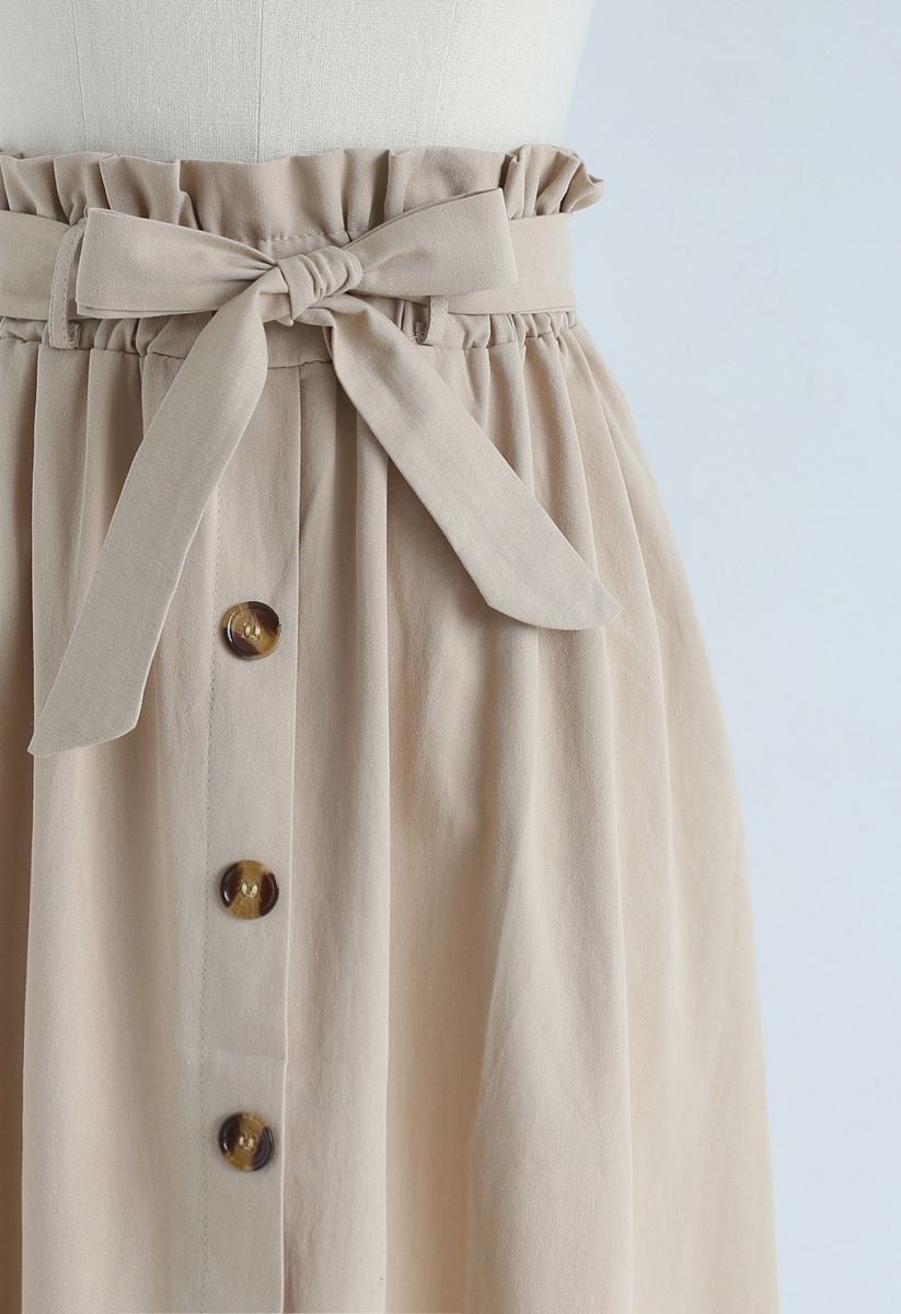 Truly Essential A-Line Midi Skirt in Tan