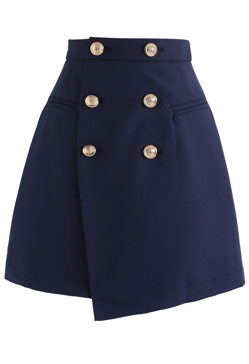 Medal of Vogue Flap Bud Skirt in Navy