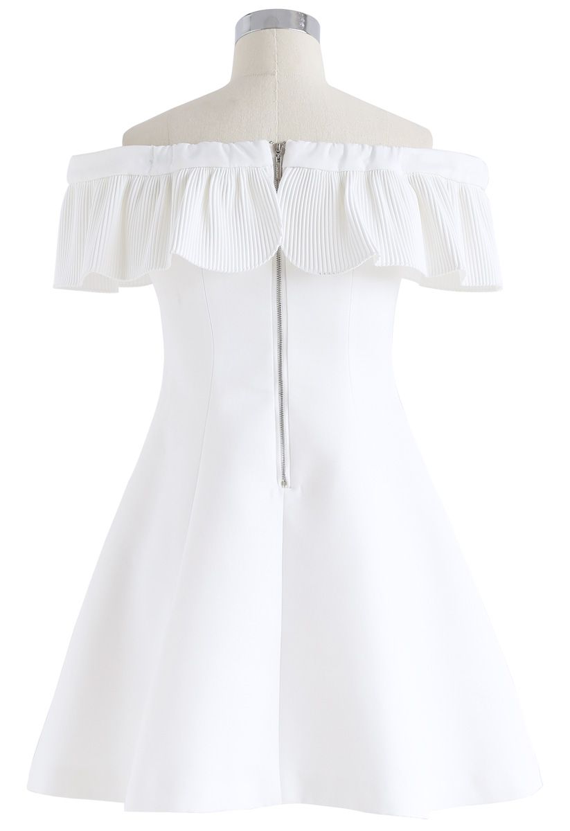Let's Go for the Ball Off-Shoulder Dress in White