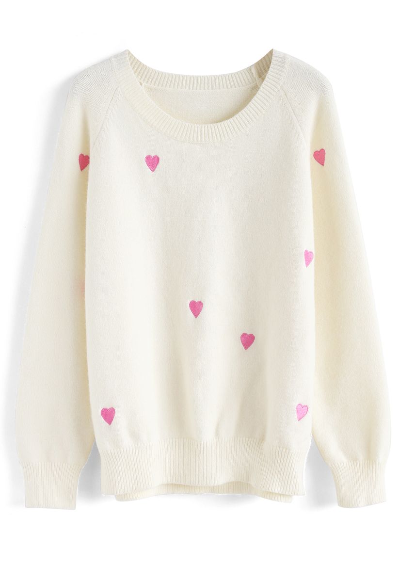 Sweet Love Spot Knit Sweater in White