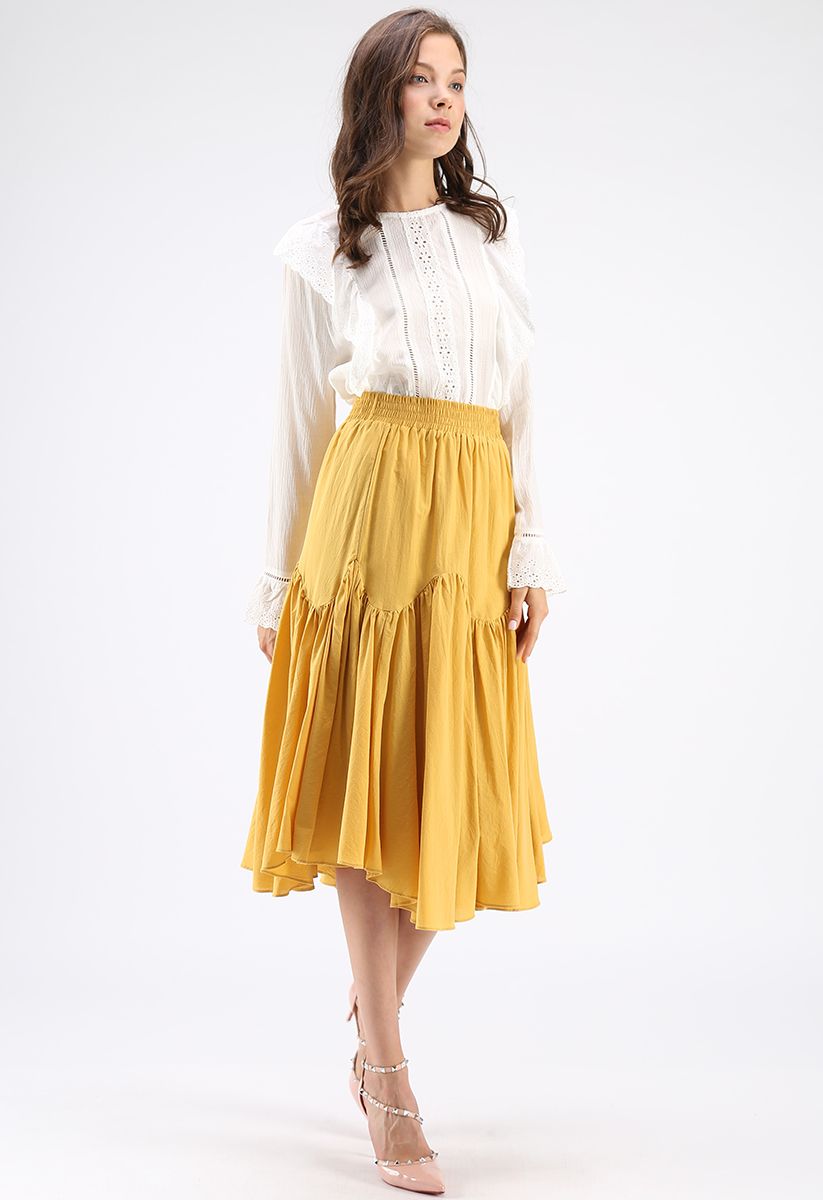 Brightening Your Beauty Midi Skirt in Mustard