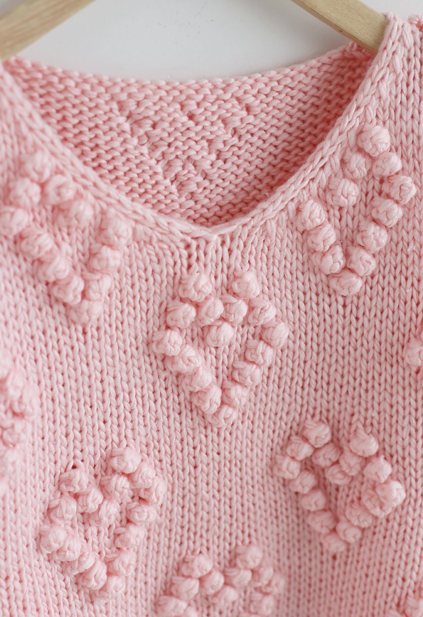Knit Your Love V-Neck Sweater in Pink