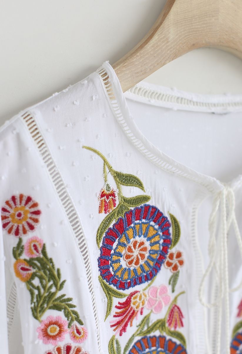 Nevermind Boho Embroidered Tunic in White