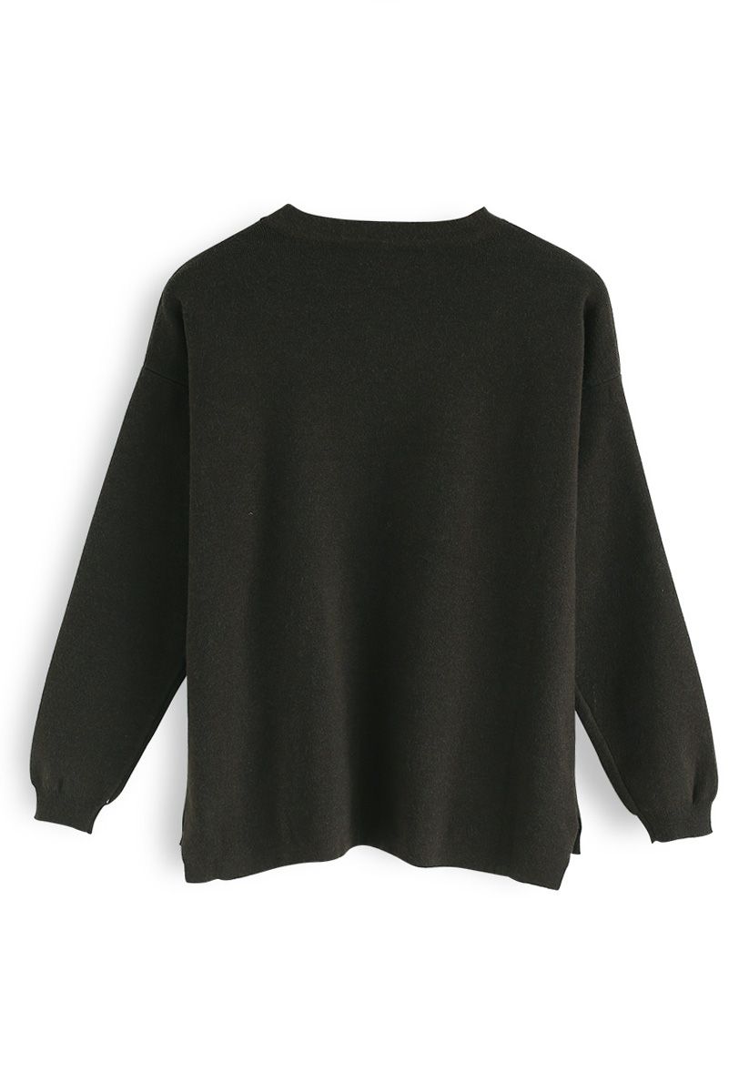 Escape the Ordinary Pearls Knit Sweater in Army Green