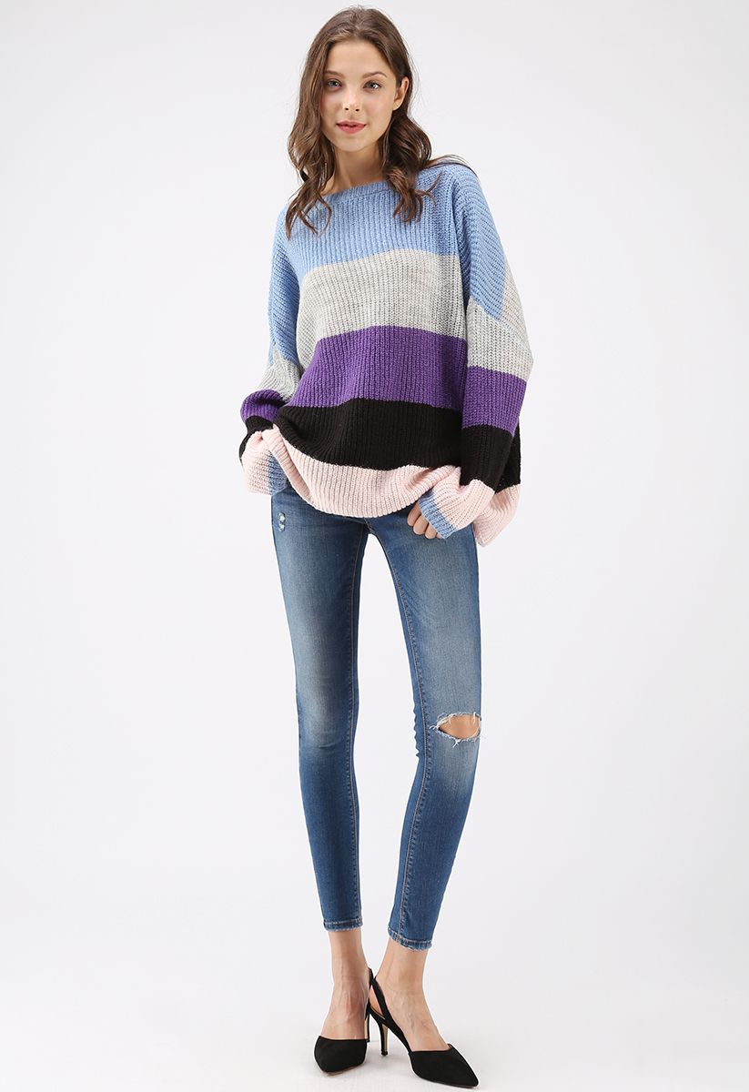 It's A Colorful Day Oversize Sweater in Purple