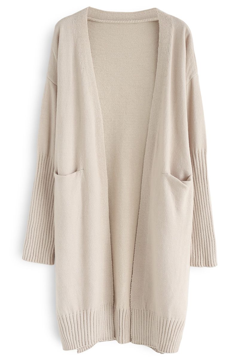 Love That Better Longline Cardigan in Nude Pink