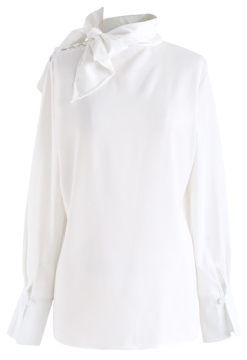 More Than Softness Bowknot Top in White
