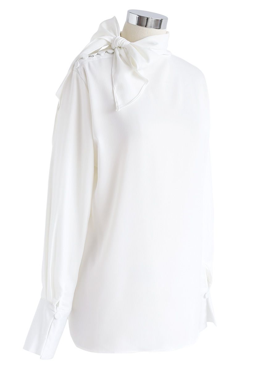 More Than Softness Bowknot Top in White