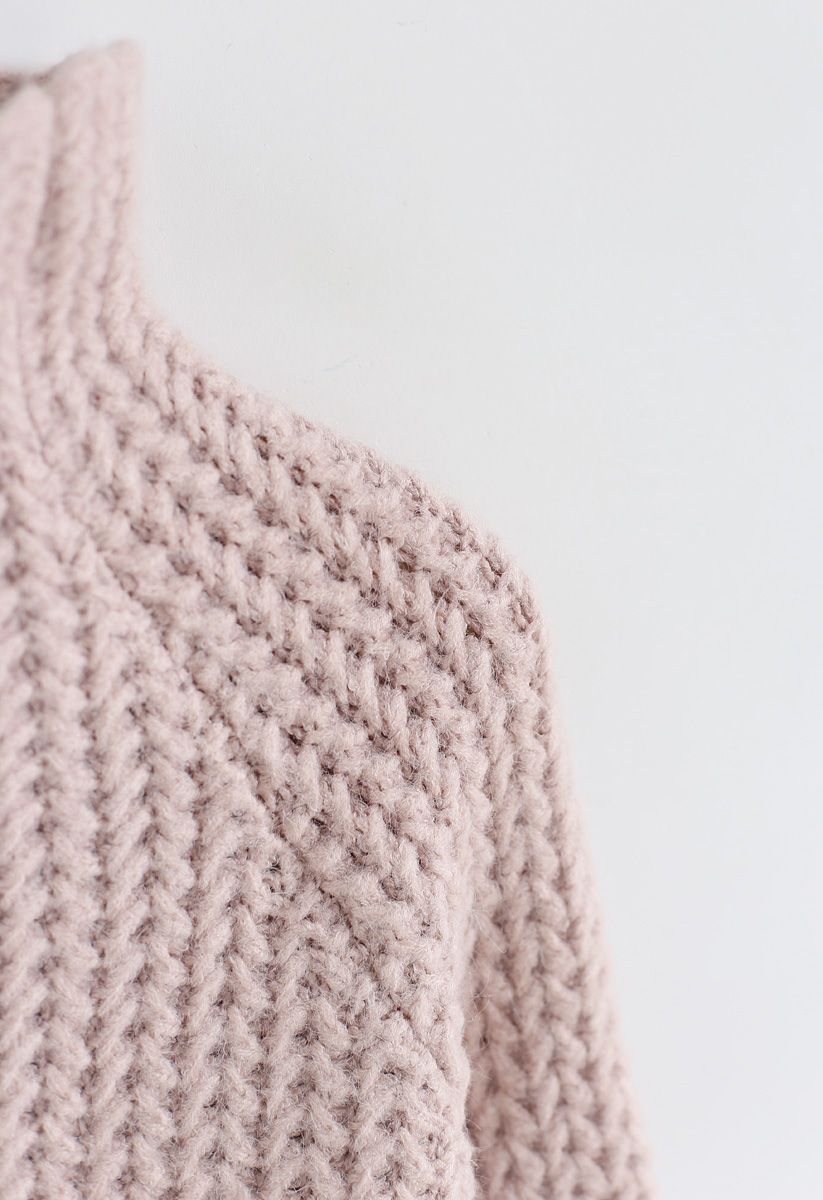 All My Love Chunky Knit Turtleneck Sweater in Pink