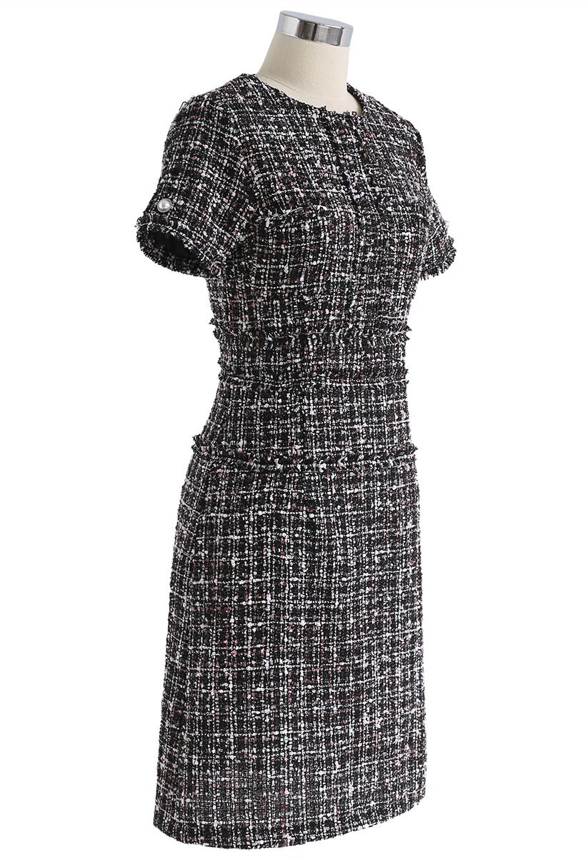 One More Chance Tweed Shift Dress in Black